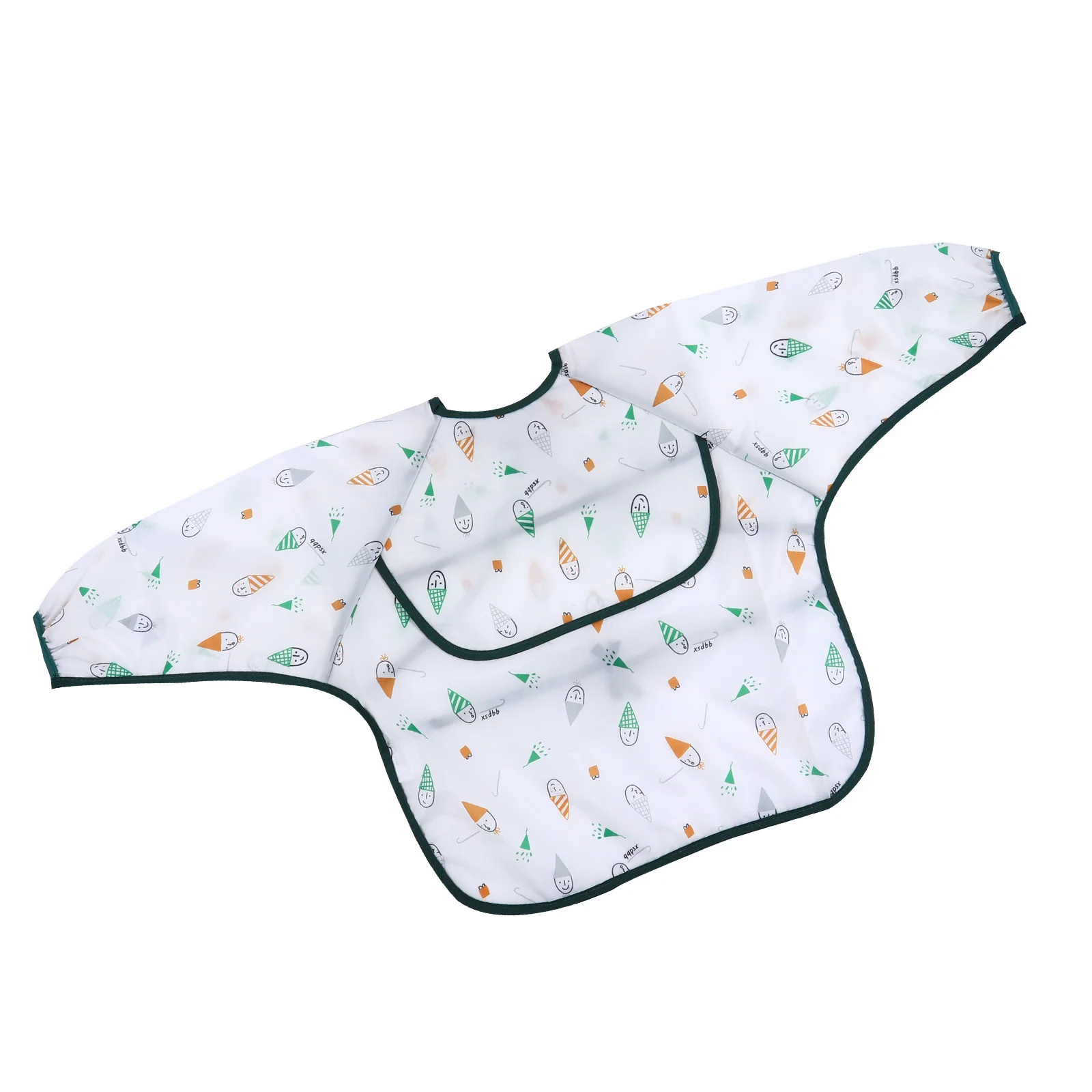 مريلة طعام بأكمام طويلة مقاومة للماء بنمط كرتوني للأطفال الرضع ورقبة قابلة للتعديل لإطعام رجل الثلج