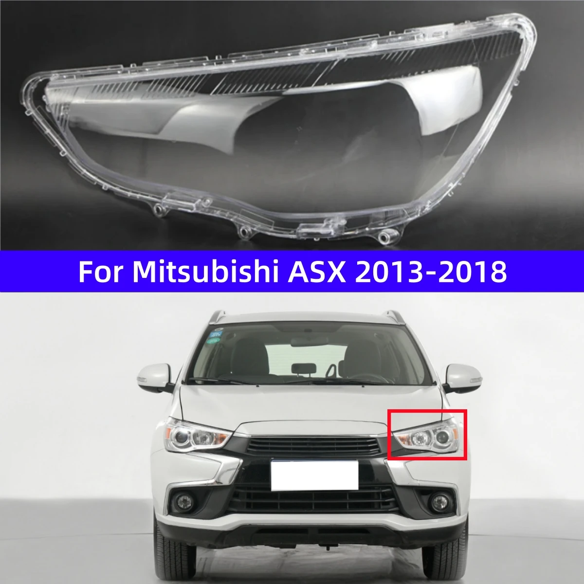 

Для Mitsubishi ASX 2013 2014 2015 2016 2017 2018, автоаксессуар, замена прозрачных фонарей для ПК, крышка фары