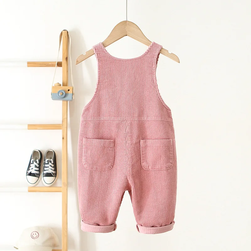 1-4Y Frühling Kinder Baby Kleidung Herz Stickerei Baby Jungen Mädchen Trägerhose Solide Overalls Cord Casual Hosenträger Outwear – Detail 7