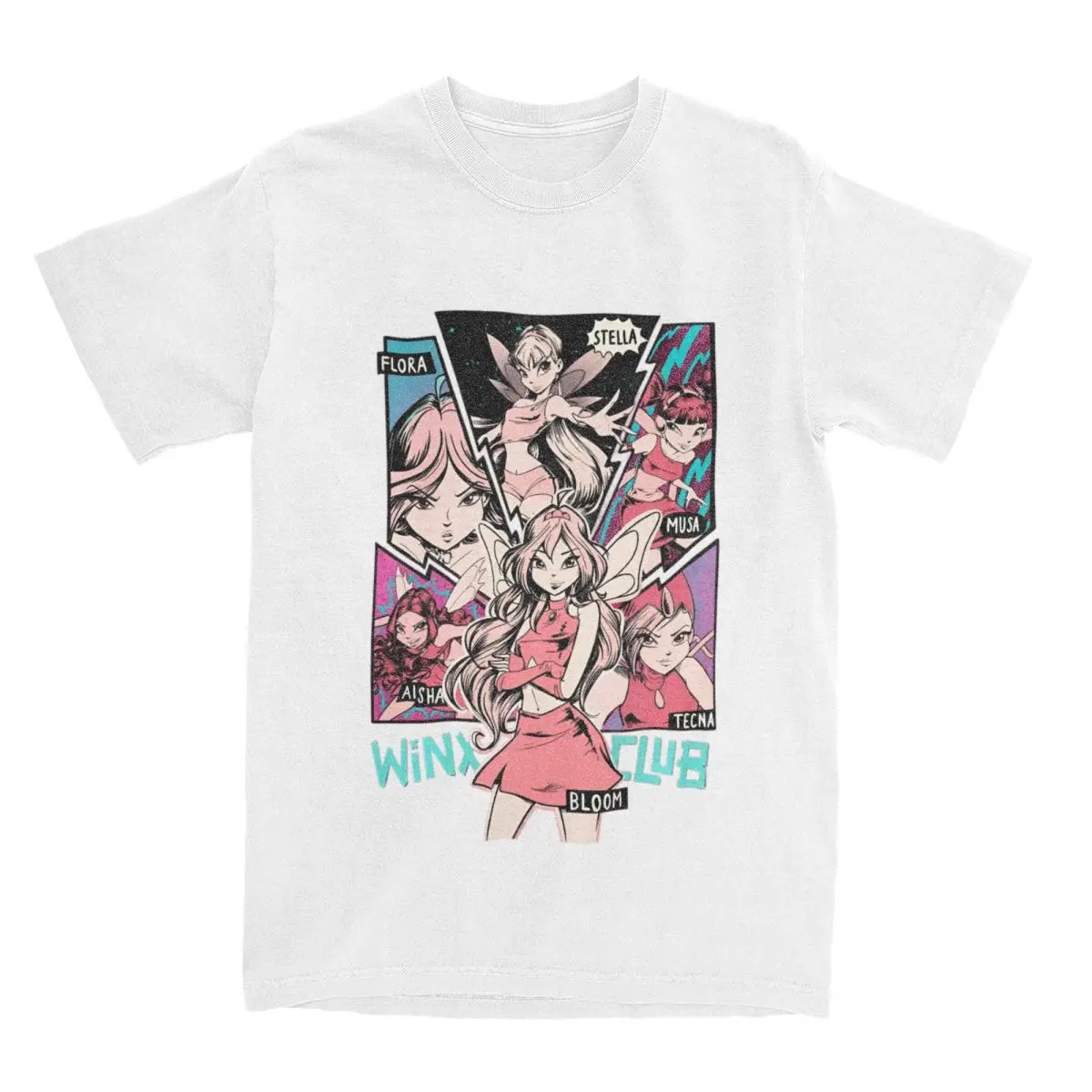 W-Winx Clubs Cartoon T Shirts for Men Women Cotton Hipster T-Shirts Crew Neck Fairy Beauty Anime Tees Short Sleeve Tops Summer