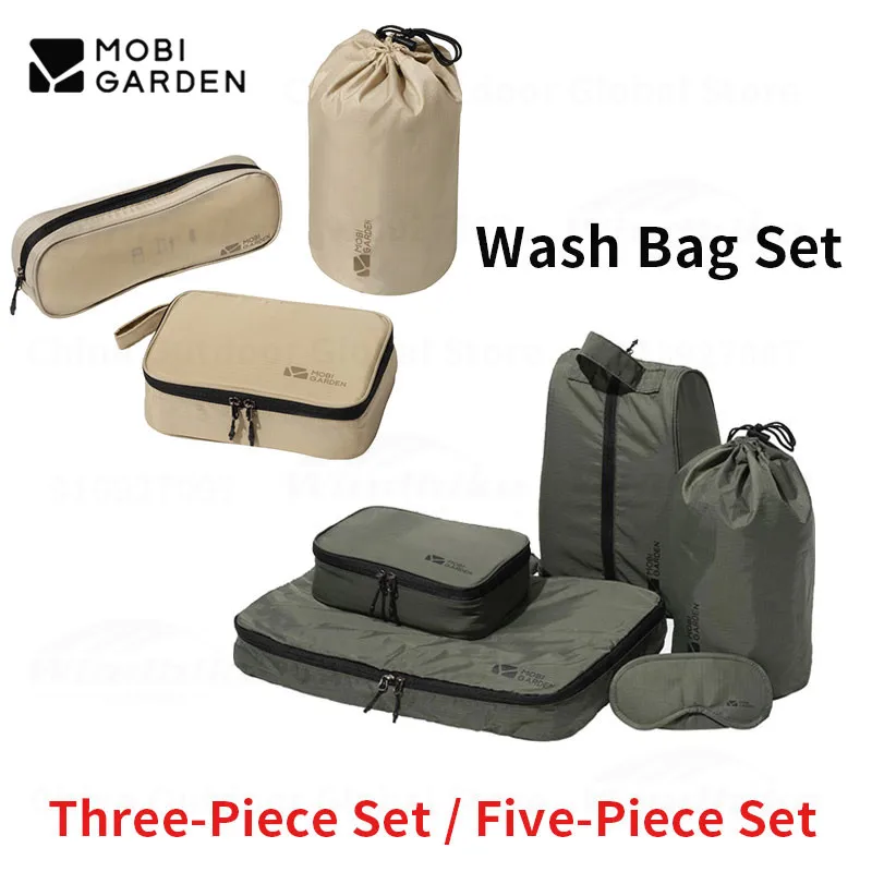 MOBI GARDEN Three/Five-Piece Set Wash Bag Set Outdoor Travel Business Underwear Shoes Storage Bag Suitcase Portable Makeup Bag