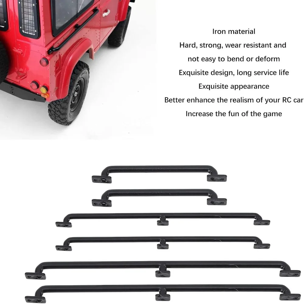 3 pairs Iron RC Car Body Shell Handrail Sturdy Durable Metal Body Shell Handrail Black for For AXIAL、For HSP、For HPI