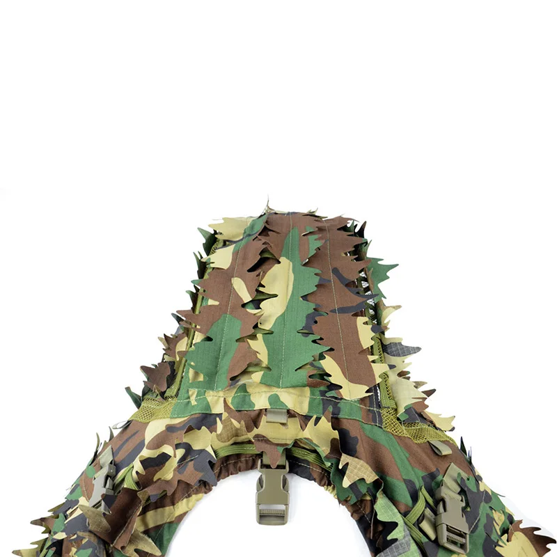 Taktischer Ghillie-Anzug, atmungsaktive Ghillie Viper Hood mit 3D-Blattstreifen, Scharfschützmantel für Wargame, Jagd, CS – Detail 5