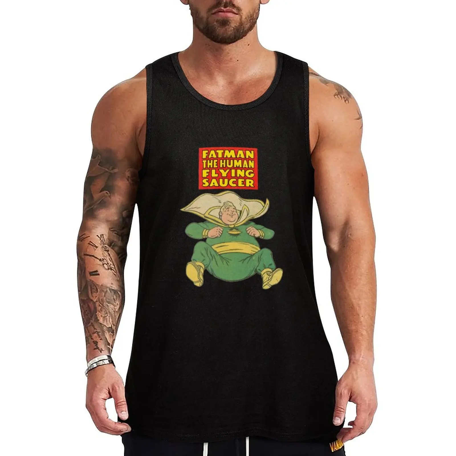 

Fat Man The Human Flying Saucer - Vintage Comic Hero Tank Top Short sleeve Men's sports t-shirt gym men summer