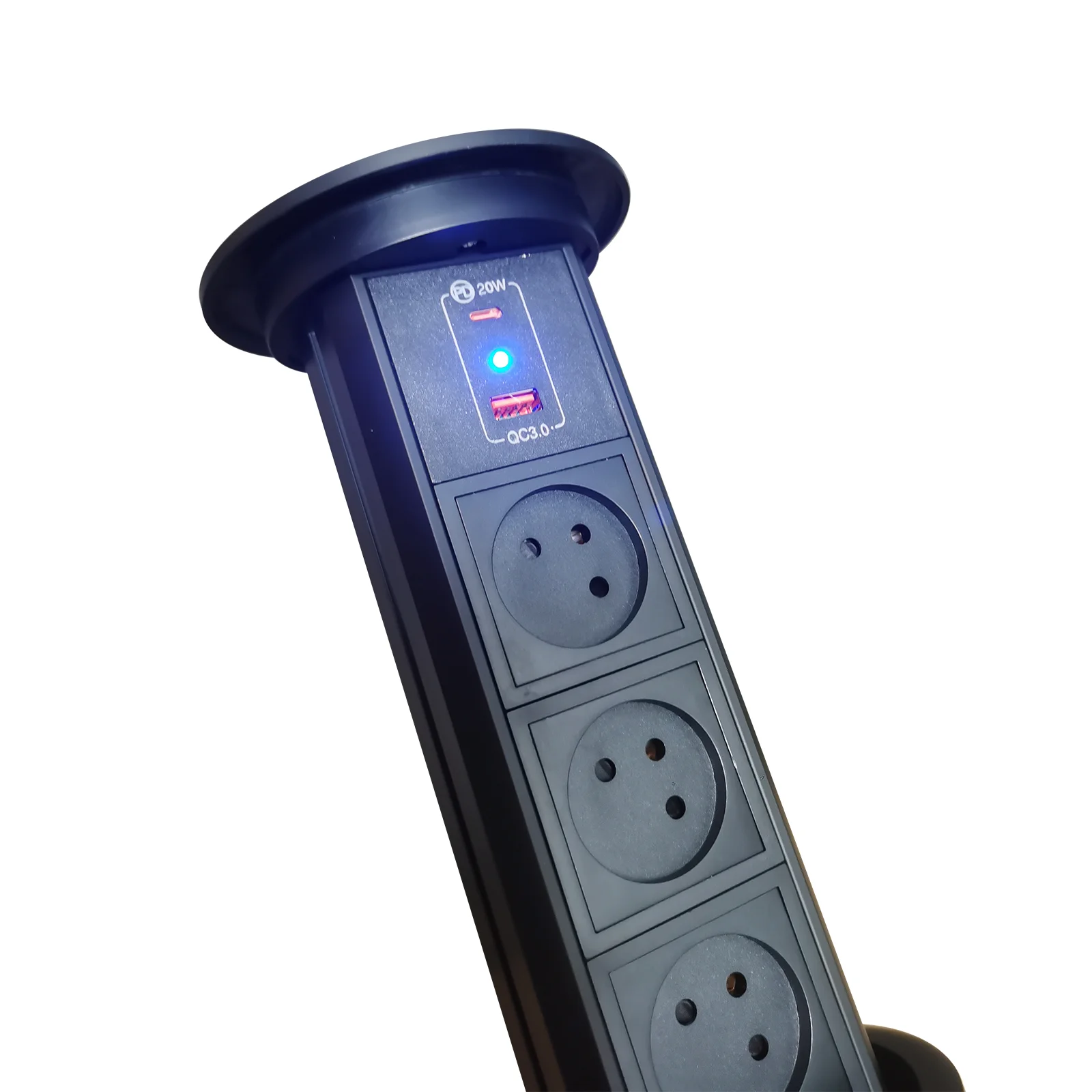 Electric lifting socket 3-digit Israeli power supply with USB-C fast charging PD 20W wireless charging