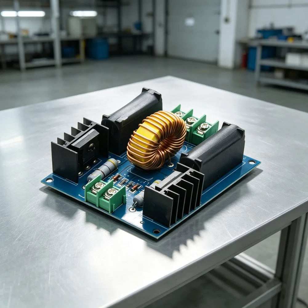 For ZVS Driver Module for Induction Heating Experiments with Auto-Tuning LC Resonance and Wide Input Range DC 12V-30V Operation