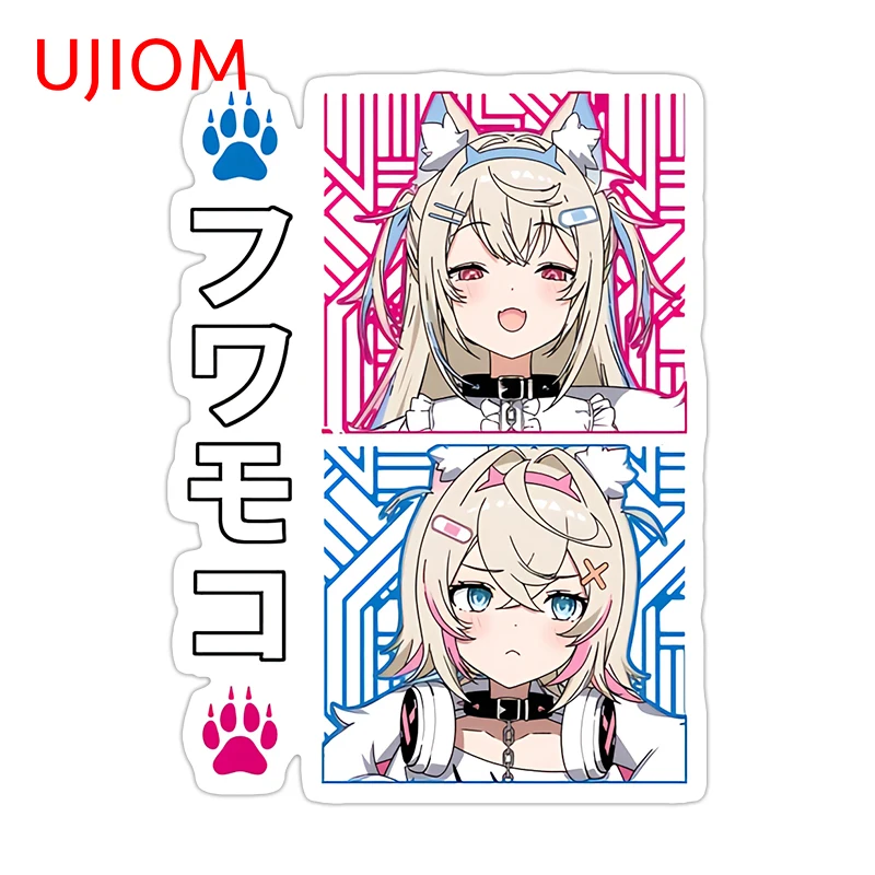 UJIOM For Hololive FuwaMoco Advent Wall Sticker Creative Adorable Solar Panel Computer Cooler Decals Cartoon Home Vinyl Material
