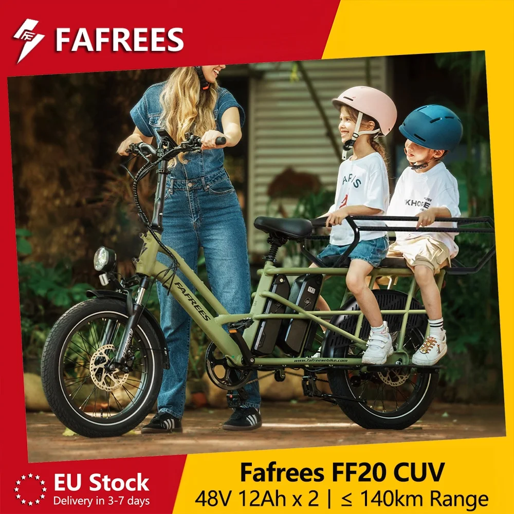 Image of Fafrees FF20 CUV Elektrofahrrad für Erwachsene 20 X 3,0 Zoll Cargo E-Bike mit Doppel-Akku 48V 12Ah Abnehmbarer Akku 100-140km Reichweite
