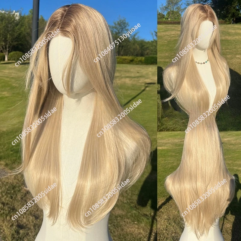 Popular 6 * 0.5CM small lace brown and gold natural straight hair, suitable for daily wear of chemical fiber wigs