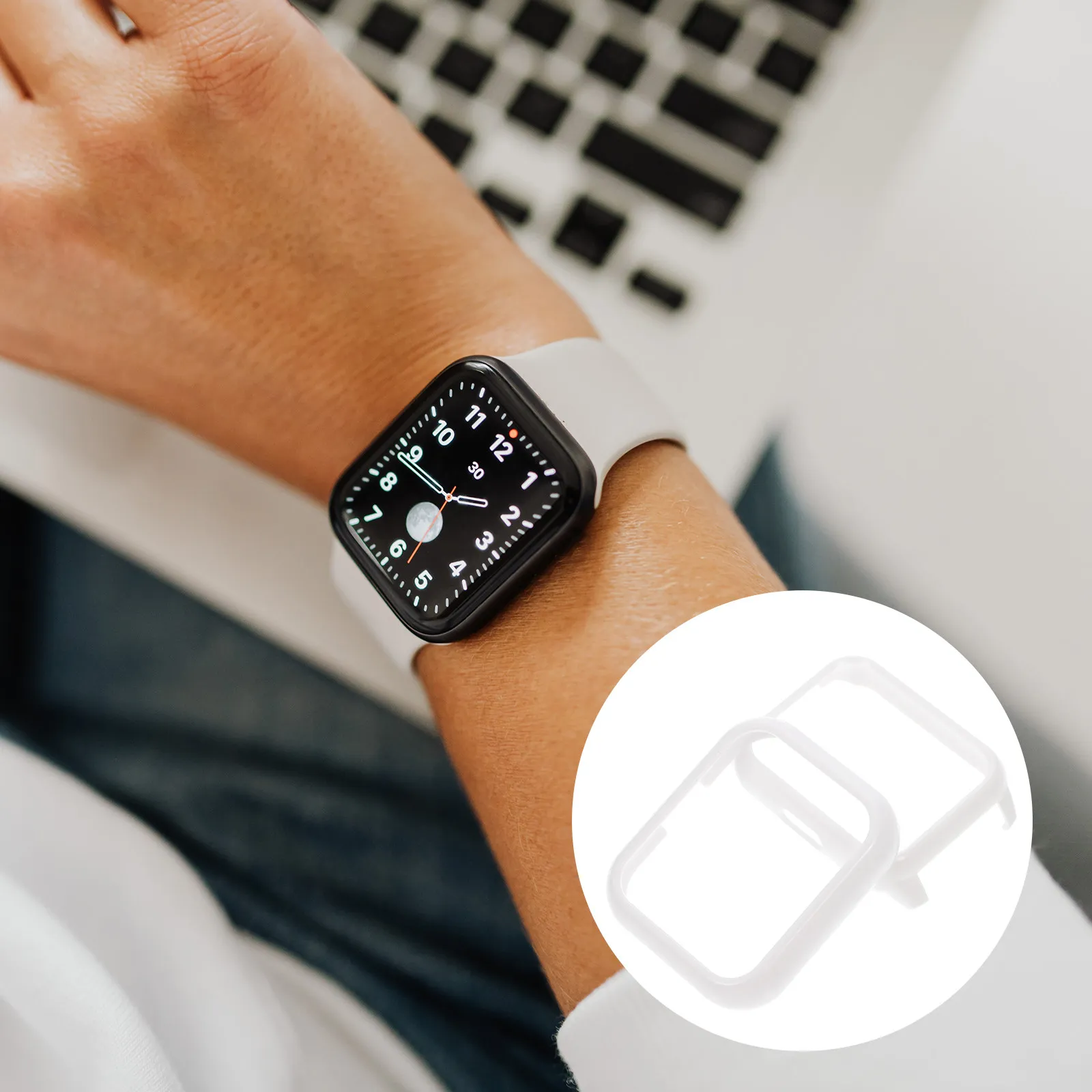 

2Pcs Ultra-Thin Waterproof Smart Watch Protective Case Full Coverage Screen Protector for Watch