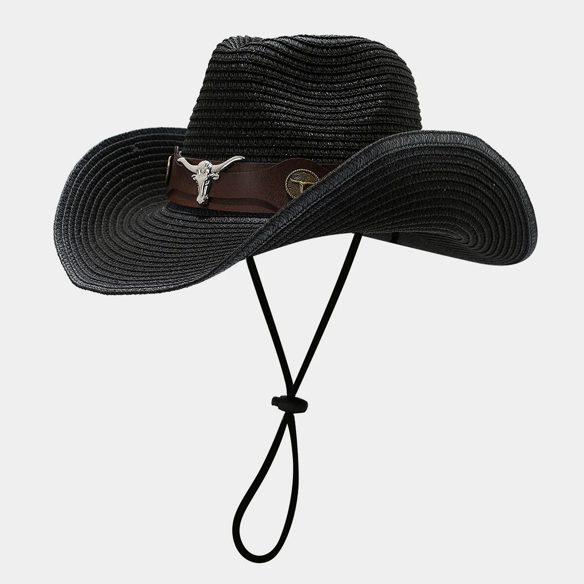 

New American western style denim straw hat Tibetan outdoor sun hat cow head beach sun hat