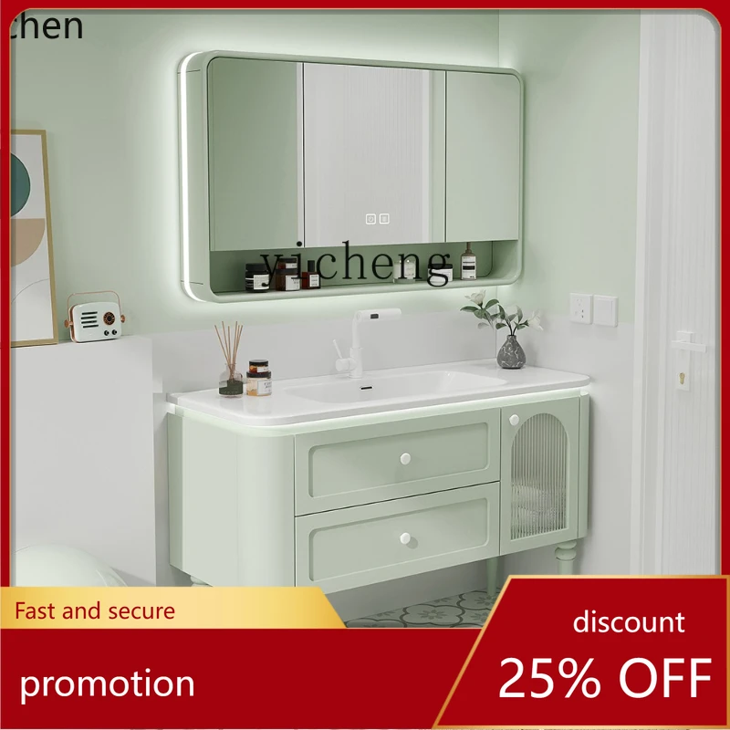 

ZMLpink bathroom locker floor-to-ceiling ceramic hand wash basin cabinet combination bathroom washstand