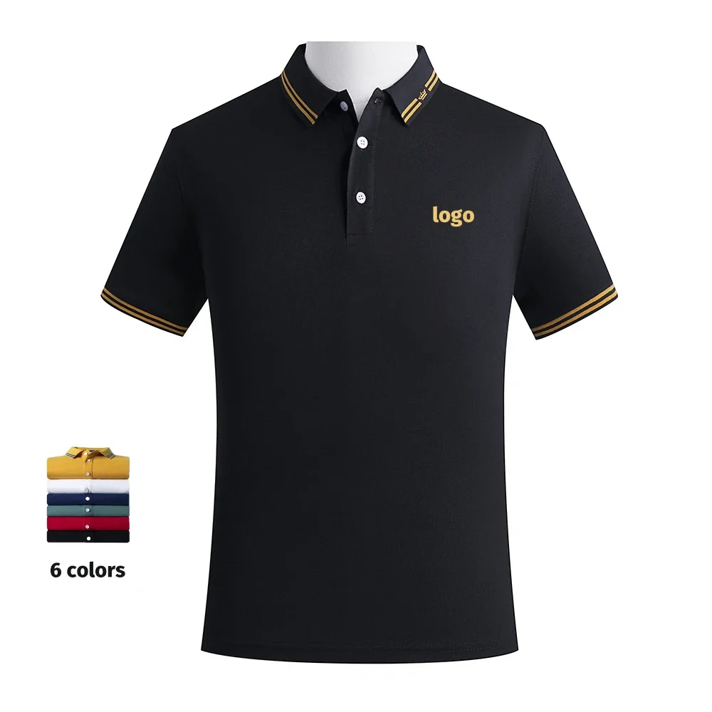 Men Polo T-shirt Logo Customizable Golf Hombre Polos 50% Cotton Daily Smart Casual Clothing Summer Autumn Lapel Top Personalized