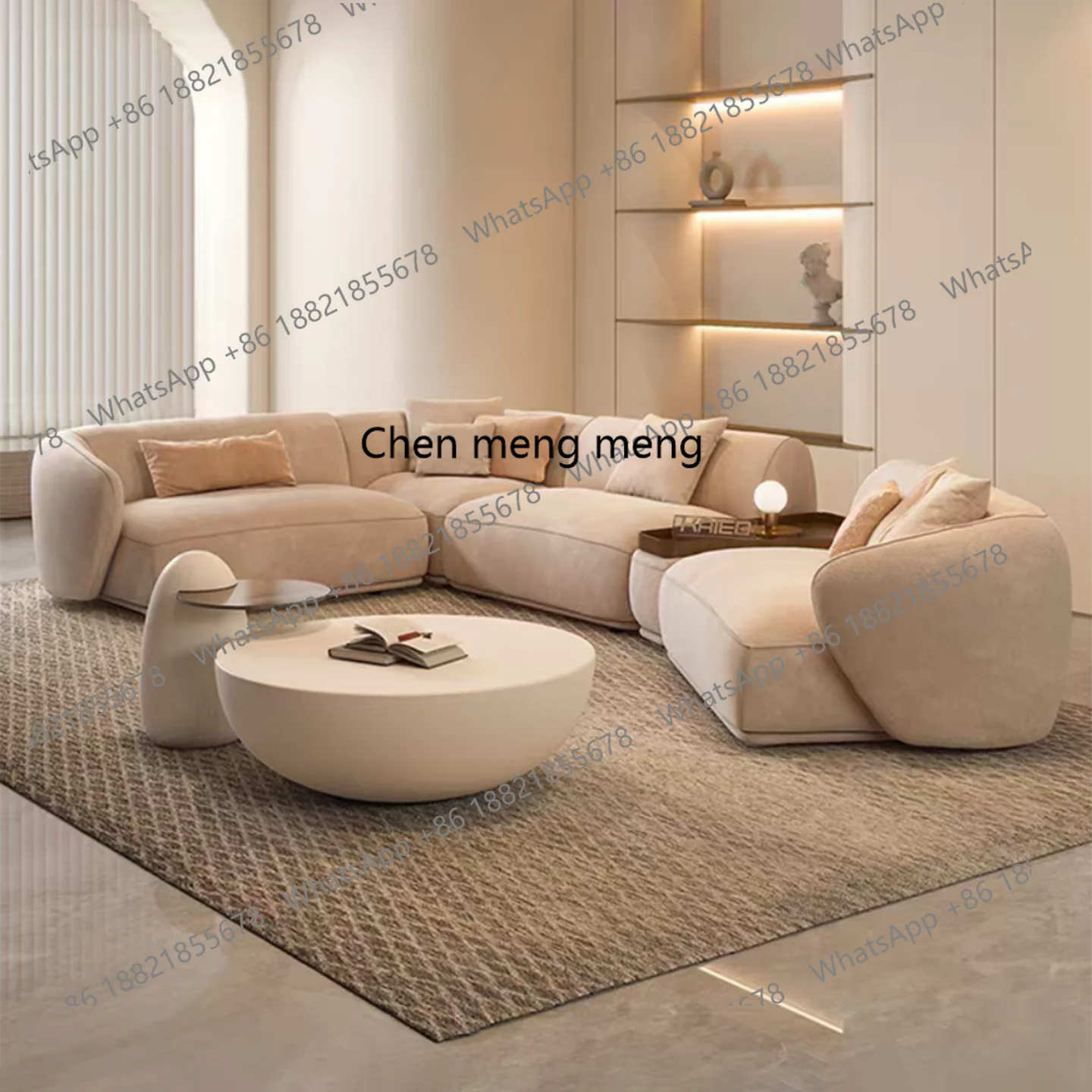 

Curved fabric sofa Nordic light luxury designer hotel special-shaped corner sofa