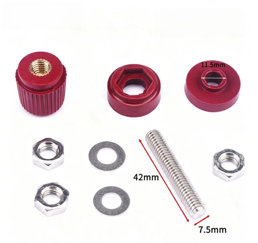10pcs Type Copper Terminal Blocks for Welding For Inverters 6mm 7.5mm Nickel Plated Red Black Color Conductors