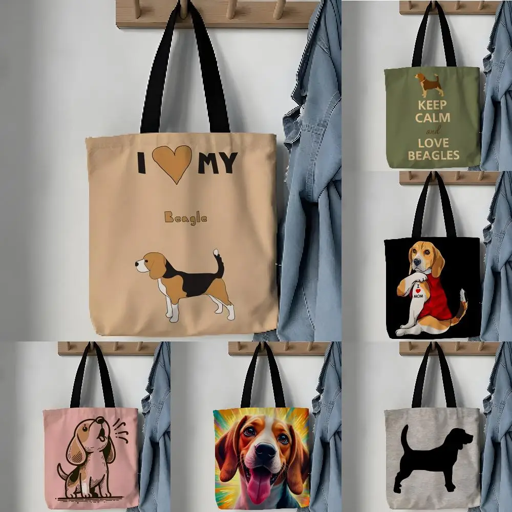 MEME Stylish Beagle animal design Storage Bags Large Capacity Canvas Tote Bag For Women Bag Casual Daily Shoulder Bag