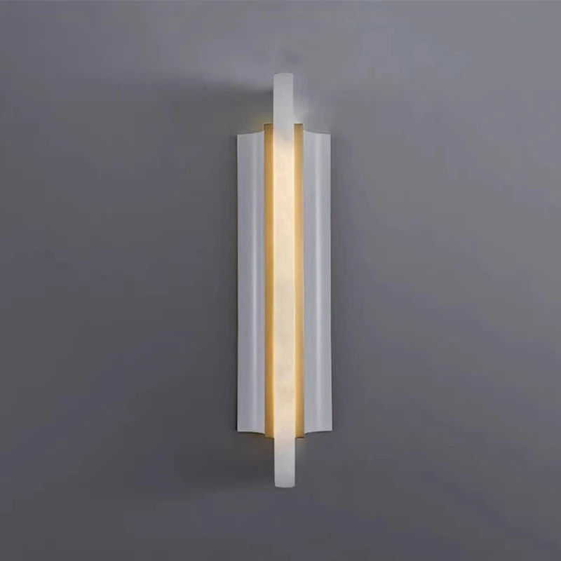 

Настенный светильник в стиле постмодерн для гостиной, полностью медный, в скандинавском стиле, прикроватная лампа для спальни, дизайнерский креативный светильник для отеля, настенное освещение из мрамора