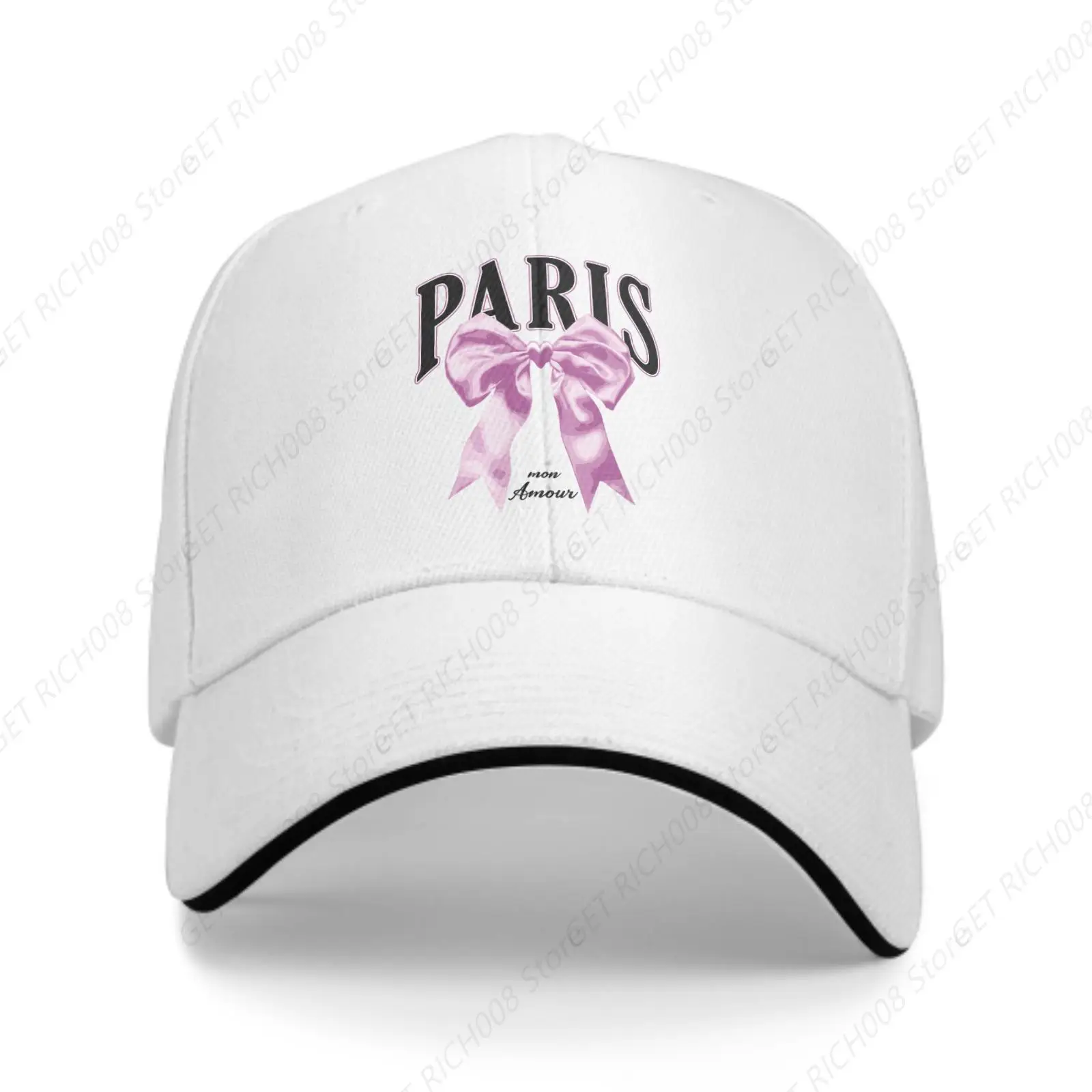 

Elegant Pink Ribbon And Floral Cap Sun Visor Baseball Hat Hiking Sports Outdoor Travel Sunshade Hats Print