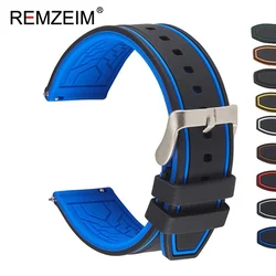 20mm 22mm 24mm Universal Silicone Sport Strap Quick Release Fashion Stitching Waterproof Rubber Men Replacement Bracelet