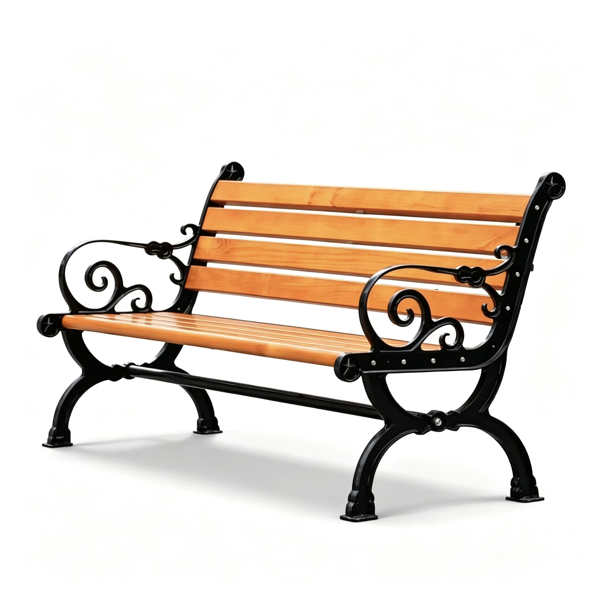 1.5m Modern Solid Wood Outdoor Mall Park School Patio Benches Anti-corrosive Durable Cast Aluminum Eco-Friendly Leisure