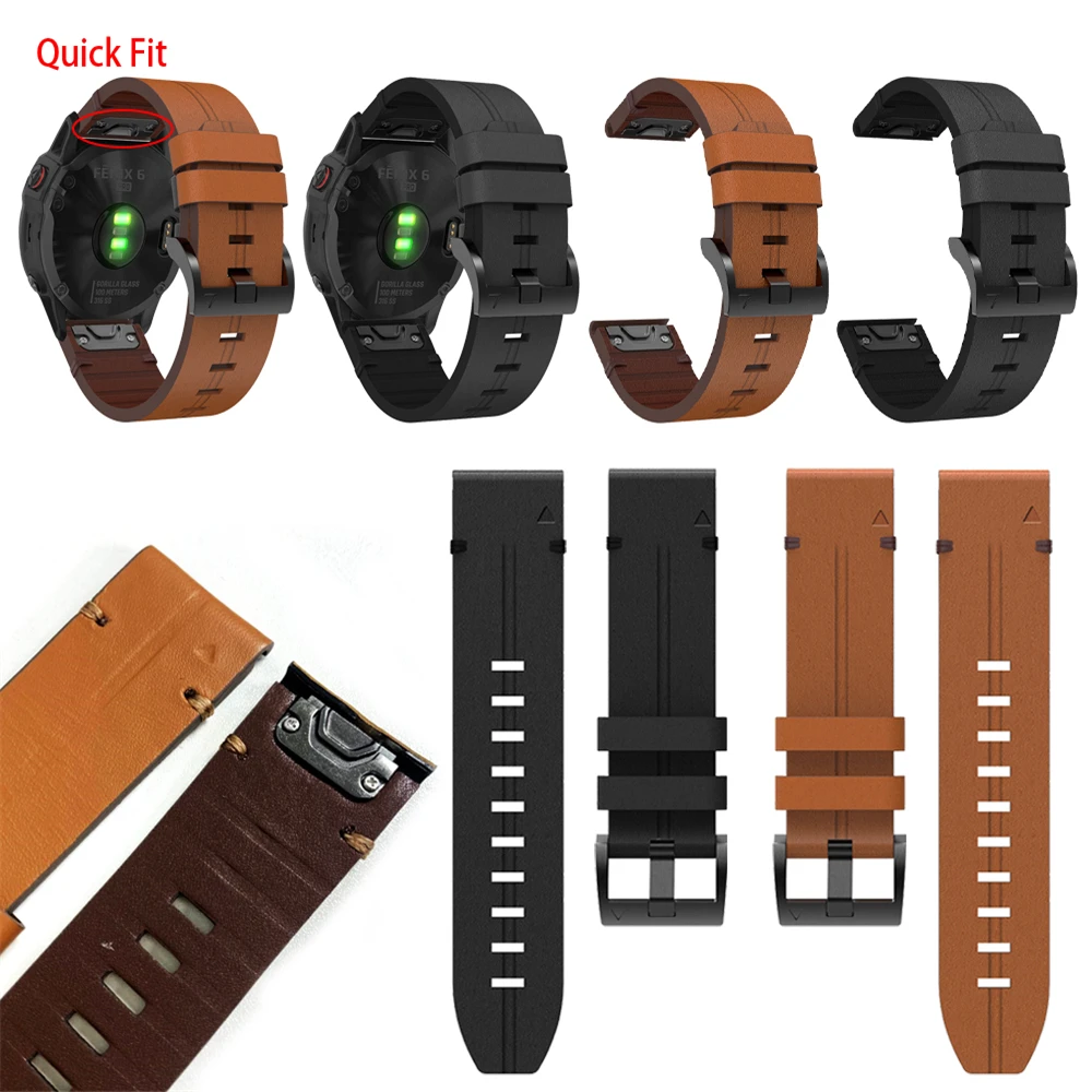 Bracciale QuickFit in vera pelle 26mm 22mm per Garmin Quatix 8/Fenix 7 7X E 8 6X 6 Pro 5 5X Epix Pro/Enduro 3 2 Descent G2 Band