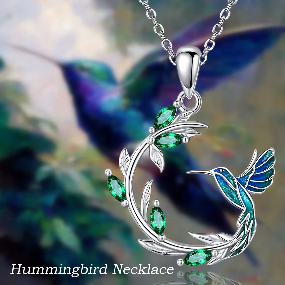 1Pc Exquisite Hummingbird Green Crystal Small Leaf Pendant Necklace Fashion Women's Daily Jewelry Perfect Family Memorial Gift