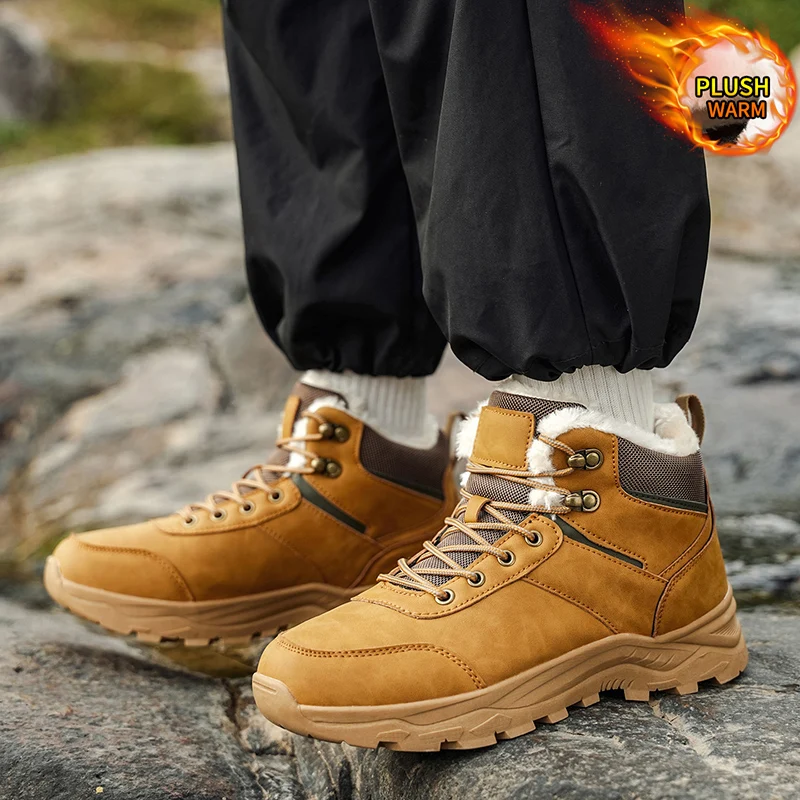 Waterdichte antislip pluche herensneakers, tennisschoenen voor heren, winterpantoffels, warm, nieuw