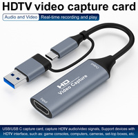 1080P Capture Card 4K HDMI-compatible to USB-A/USB-C USB2.0 Capture Video Audio Recording for OBS Studio PotPlayer QT Player