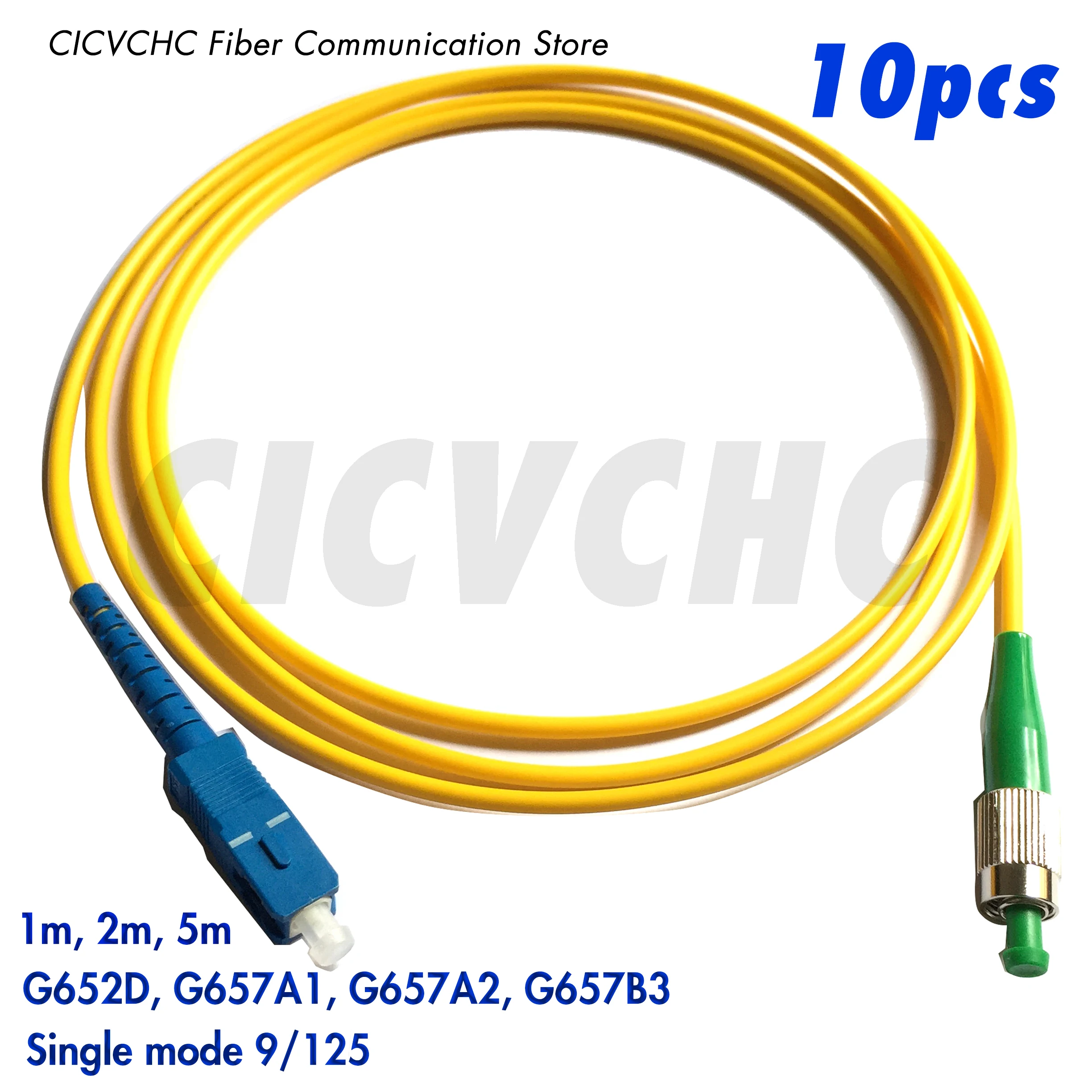 

10pcs SC/UPC-FC/APC Fiber Patchcord-SM(9/125) G652D or G657A1-1m, 1.5m or 5m-3.0mm Cable / Jumper