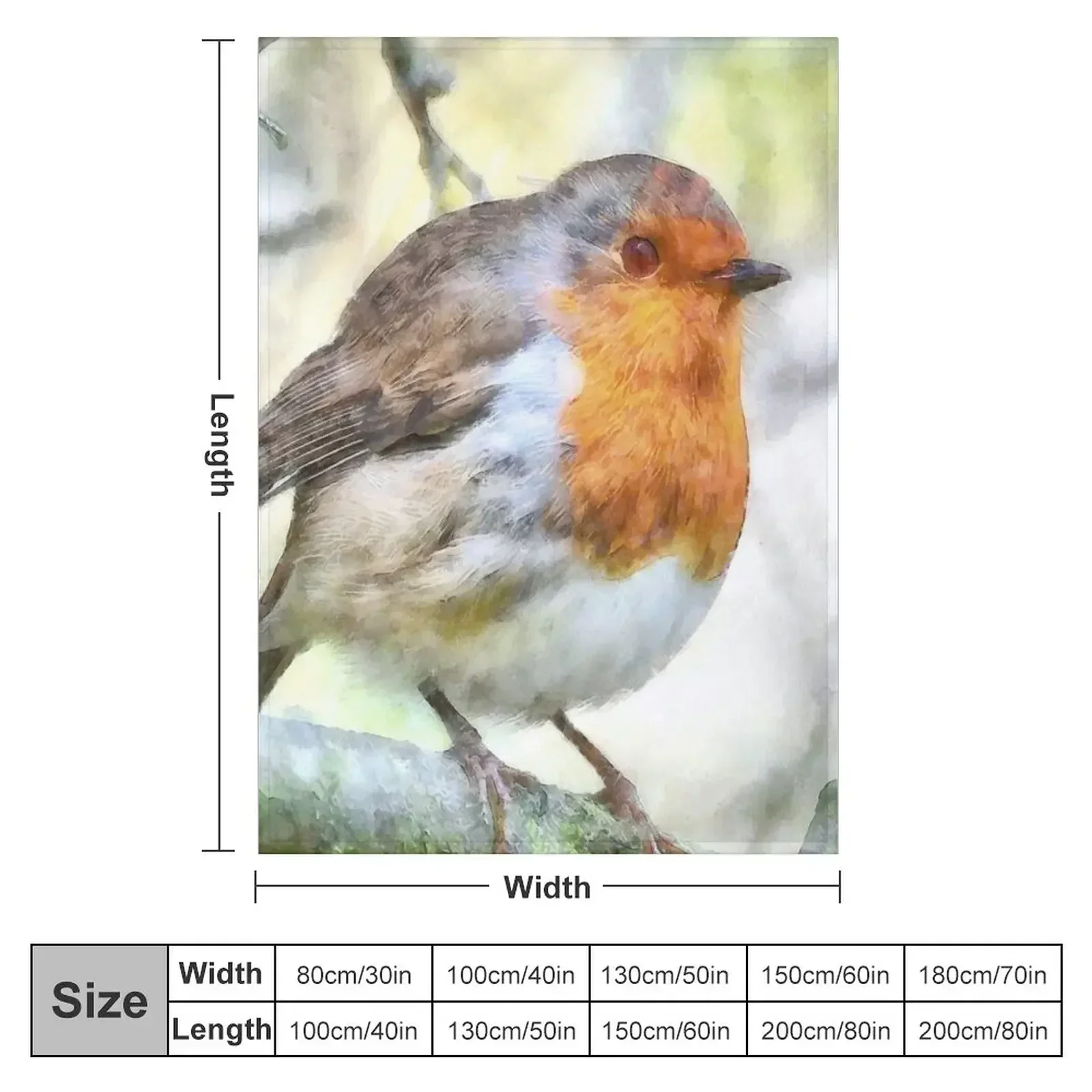 Christmas Robin Redbreast Winter Watercolor Throw Blanket Multi-Purpose Extra Large Throw Sofa Throw Blankets