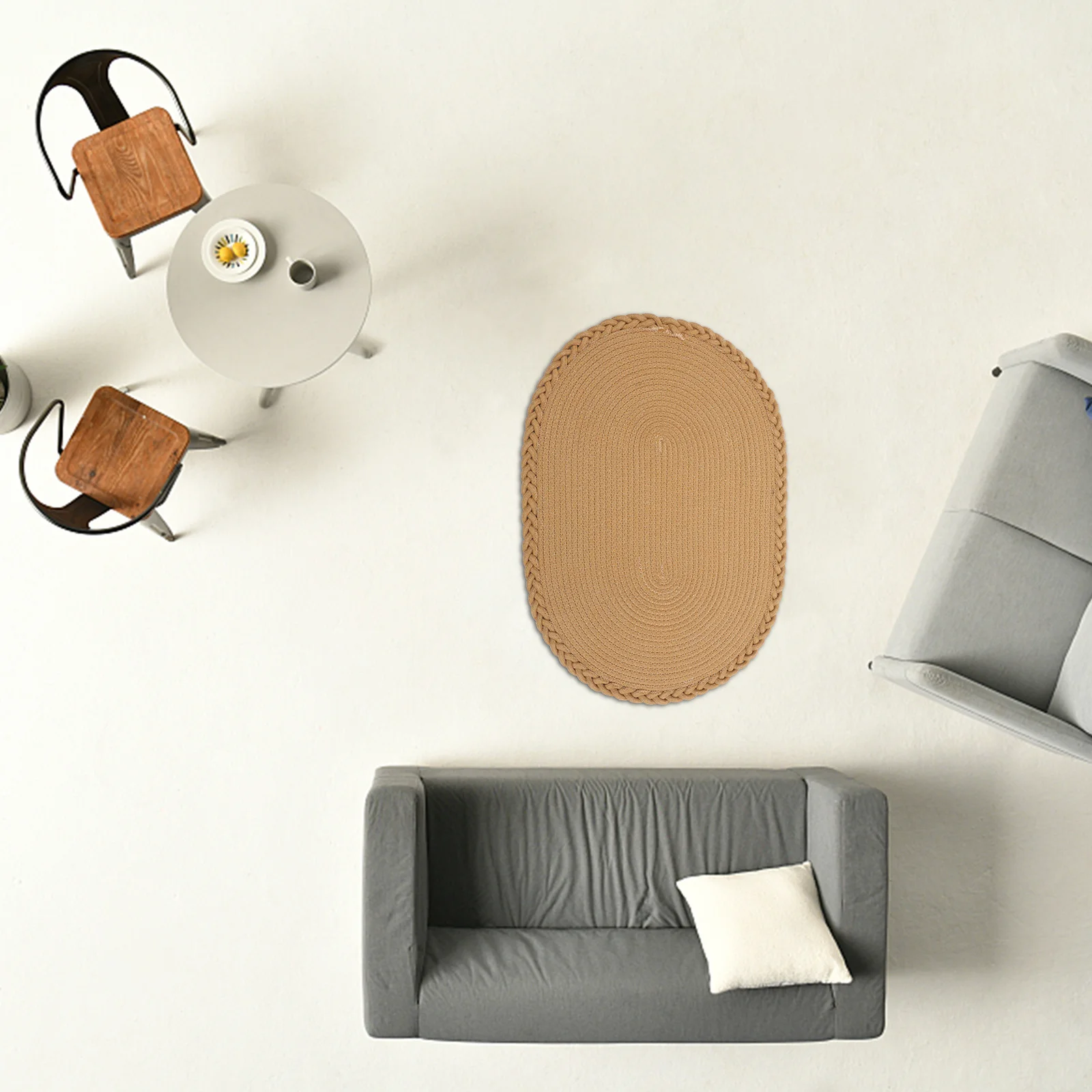 

Water Absorbing Floor Mat Cotton Rope Material Anti-Skid Surface Decorative Door Mat for Indoor Entryway Home Living Space