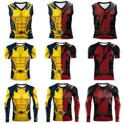 Halloween T-Shirt Red Shirt Men Tanks Halloween Cosplay Costume Hero Long Sleeved Tees Tanks Men Top Carnival Party Outfit