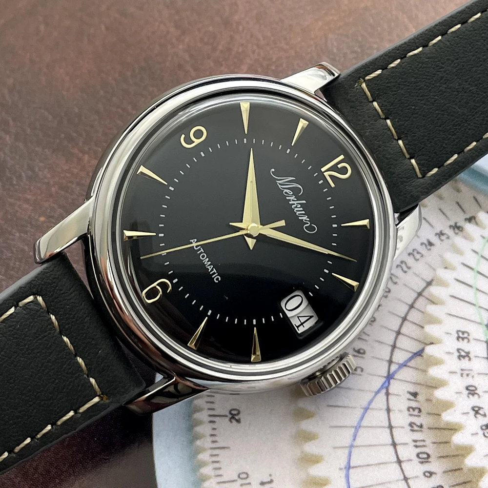 New Merkur Automatic Mechanical Movement Formal Watch Great calendar Sapphire Classic 38mm Sapphire Relogio Masculino ST2140