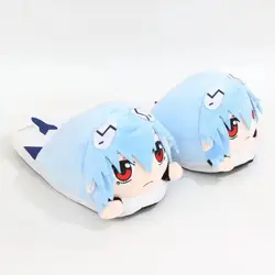 EVANGELION Rei Cotton Slippers Anime Plush Slippers for Men Women Cartoon Fluffy Shoes Home Indoor Slippers Winter Warm Shoes