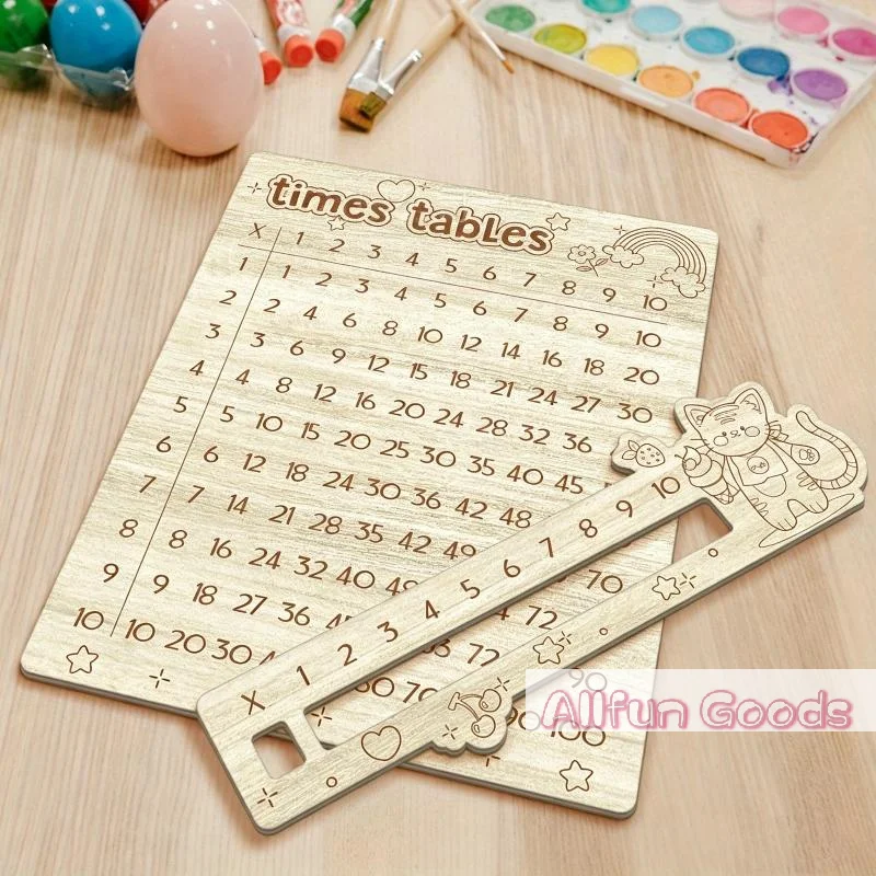 [TG835]Multiplication Table Wooden Board Set — Natural Wood Learning Boards For Math Class & Back-To-School Gifts