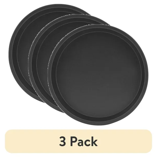 

(3 pack) Nonstick Steel Round Cake Pan, 9', Dark Gray