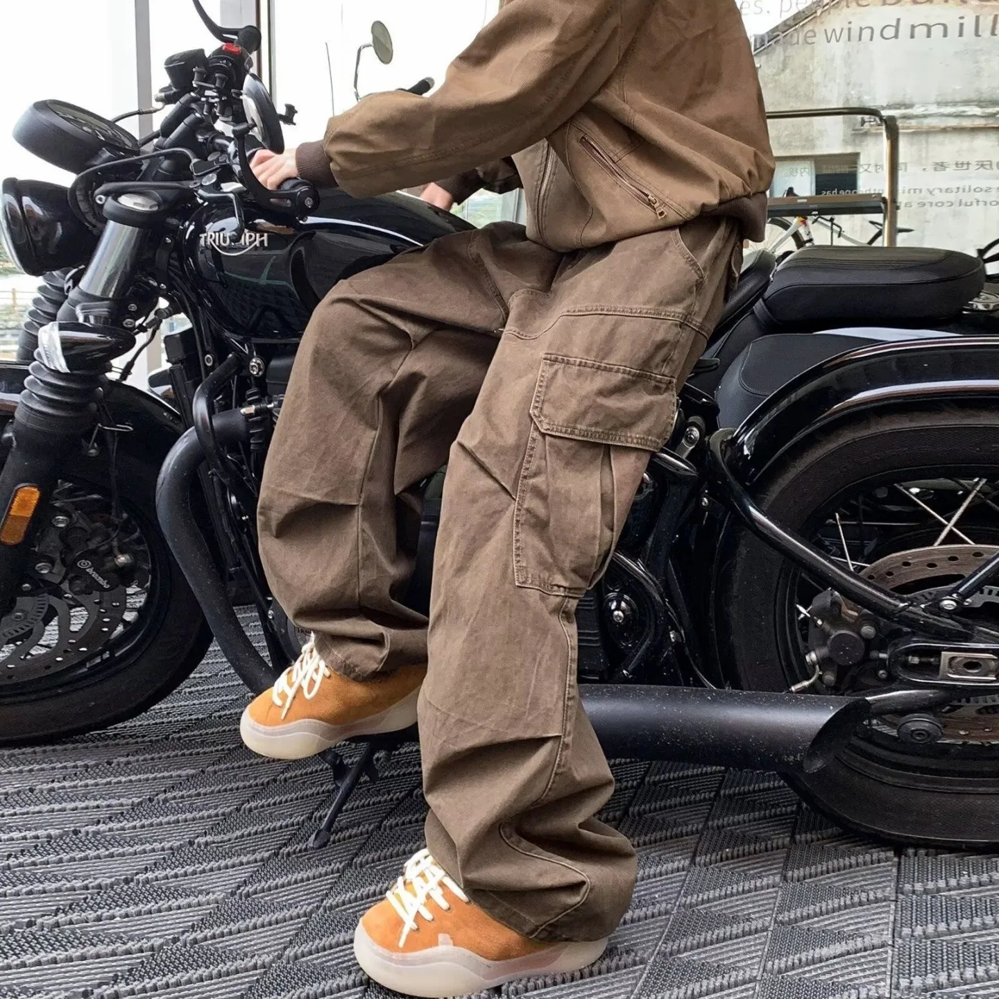 

Casual Straight Leg Men's Workwear Pants Autumn New American High Street Cool Loose Fit Long Trousers Youthful Energy Sle