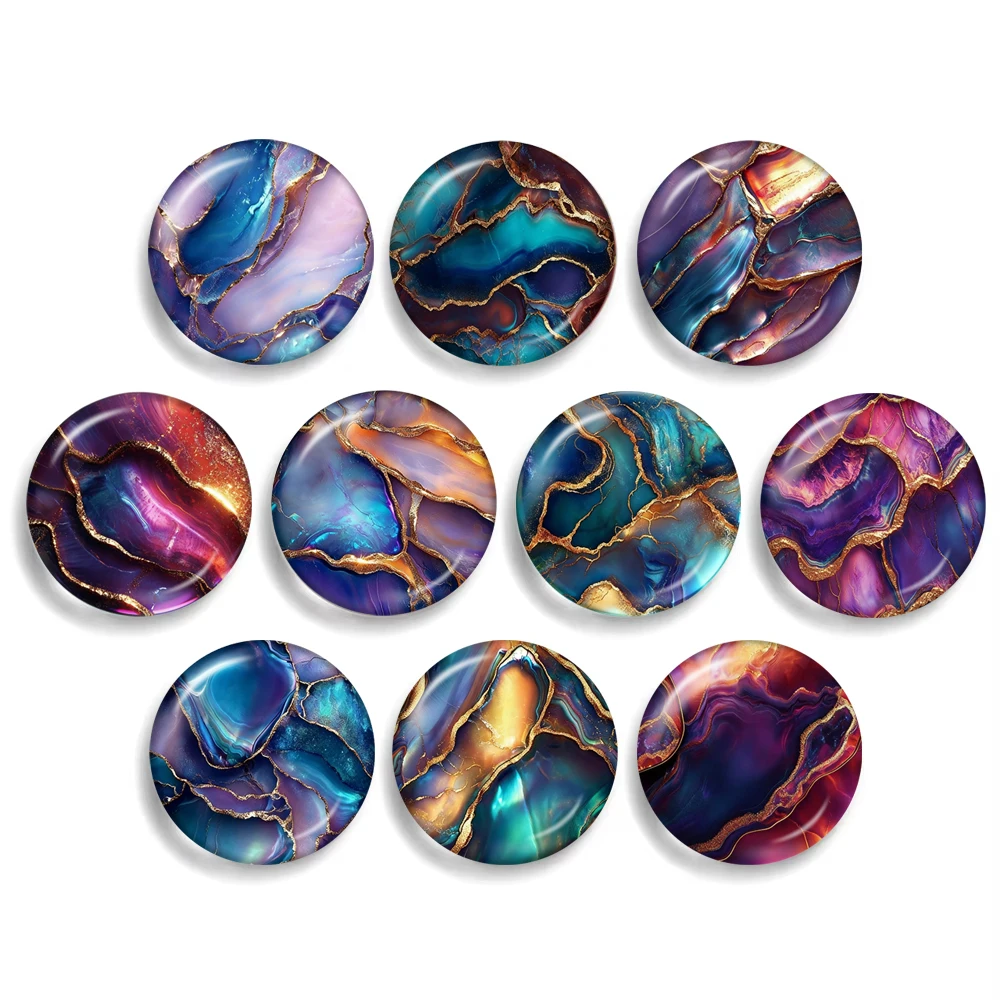 New Shell Pattern Glitter Lines Patterns 12mm/14mm/18mm/20mm/25mm Round Photo Glass Cabochon Flat Back Making Findings