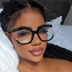 Eye Glasses Y2K Large Frame Glasses Fashionable Women's Flat Lenses Decorative Photo Glasses