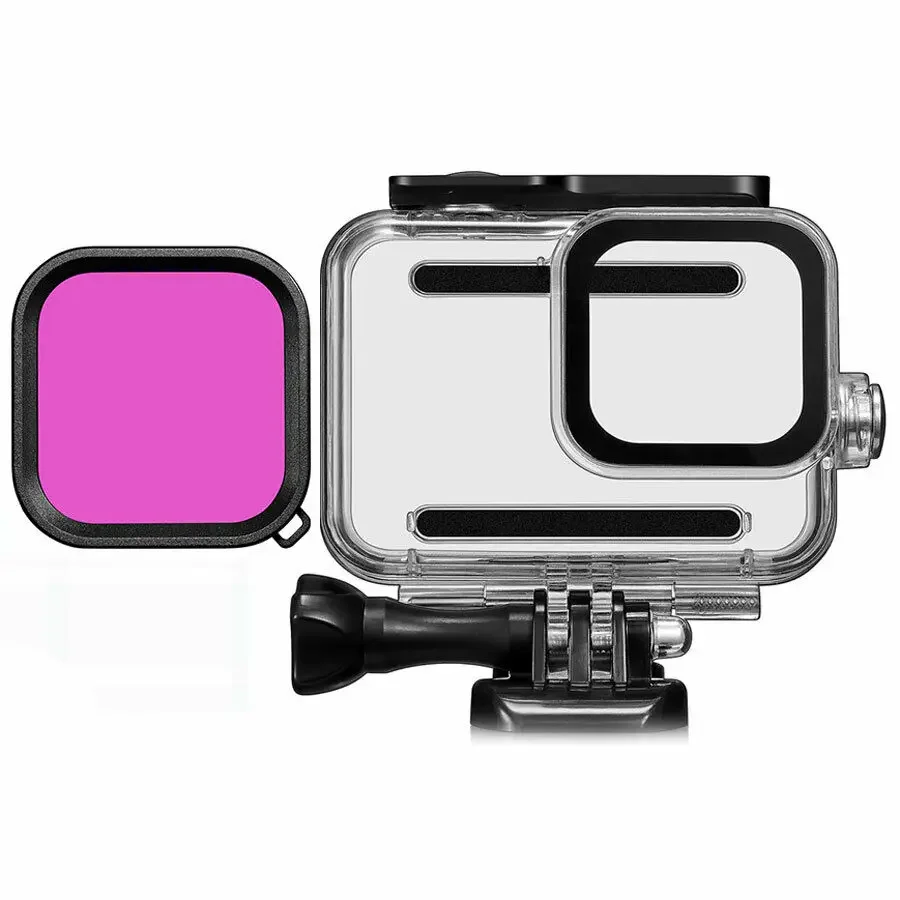 3 color Filter Underwater Purple Pink Red Color Filters For GoPro Hero 8 Black Action Camera Waterproof Case lens Filter Top