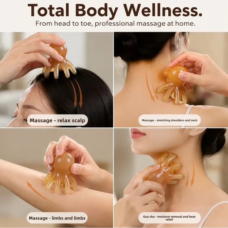 10PCS Octopus Scalp Massage Comb, Resin Handheld Scalp Massager, Portable Head Scraper Massage Tool for Home Daily Use