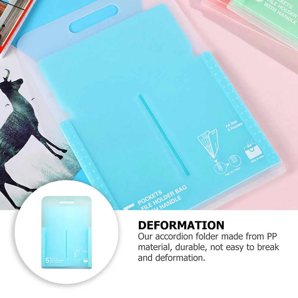 

Lightweight A4 Pockets Accordion Folder 5 Individual Compartments Pp File Organizer for Easy Carry Use