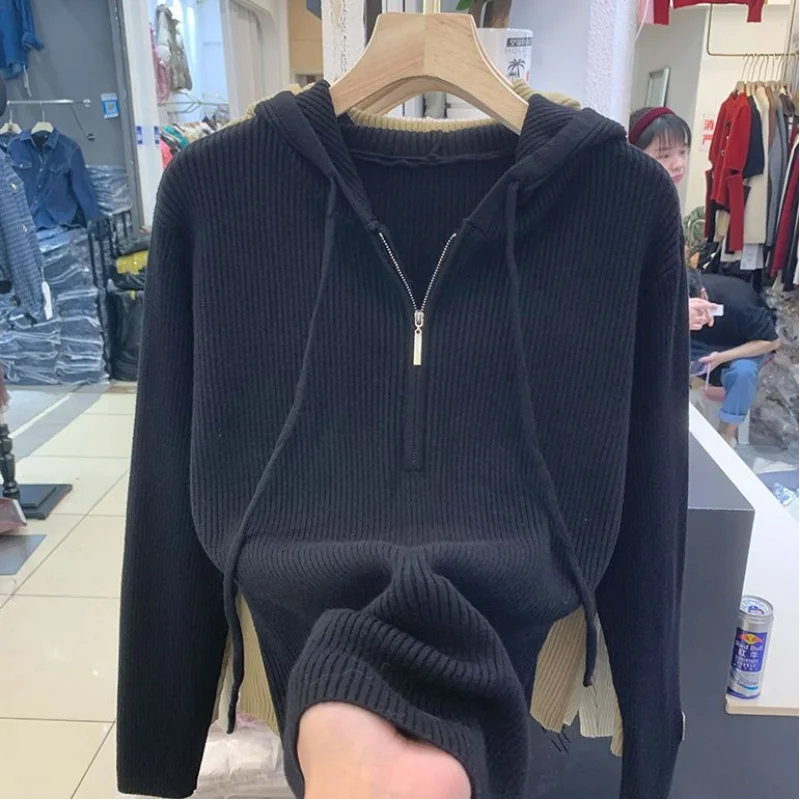 Korean Fashion Autumn Winter New Sweater Hoodies Women Solid Drawstring Zipper Long Sleeve Loose Casual Versatile Sweatshirts