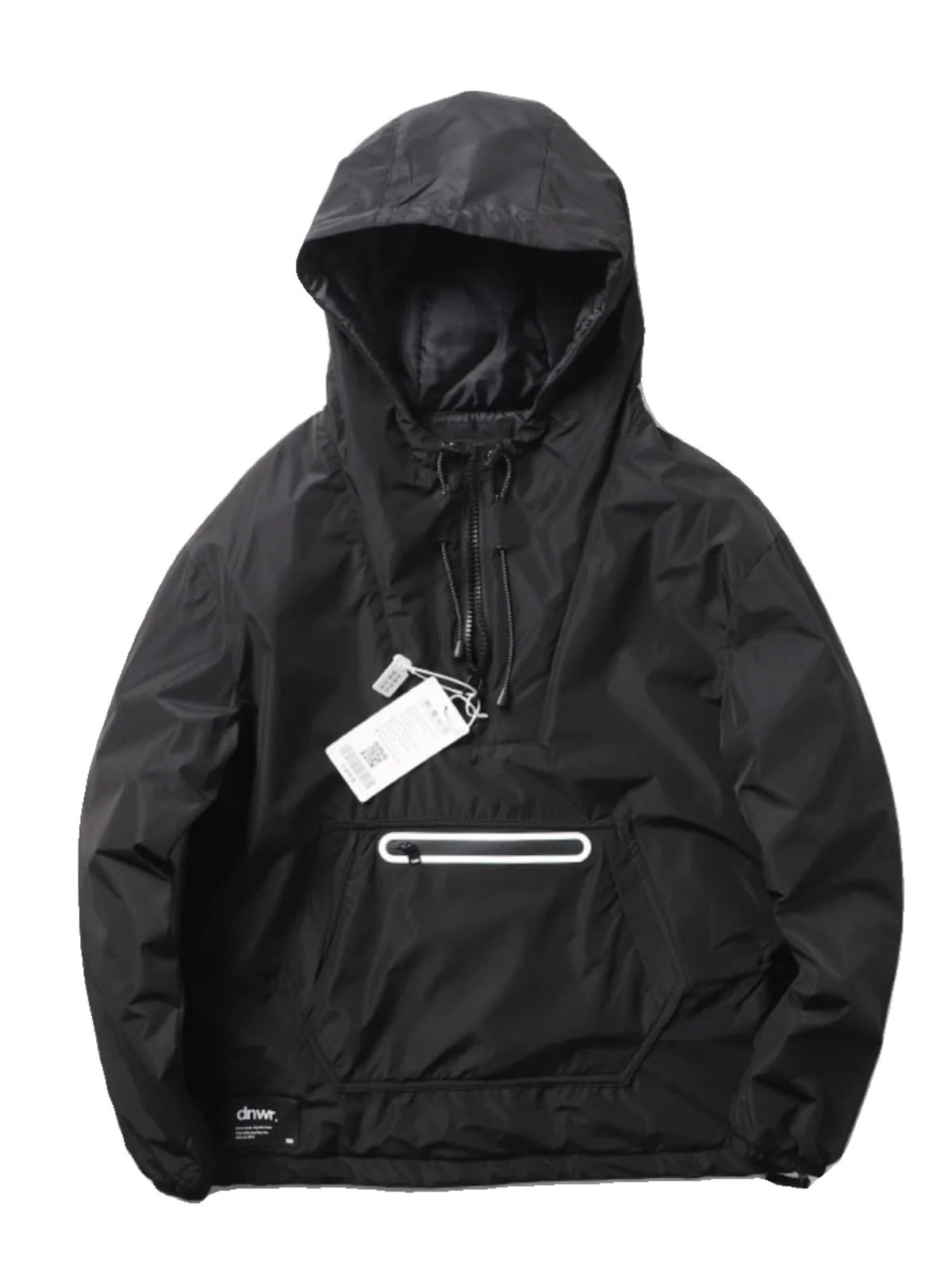 Outdoor Men's Cotton Jacket Hooded Zipper Design Loose Fit Regular Length Pure Color Reflective Strip Half Zip HoodieYY261