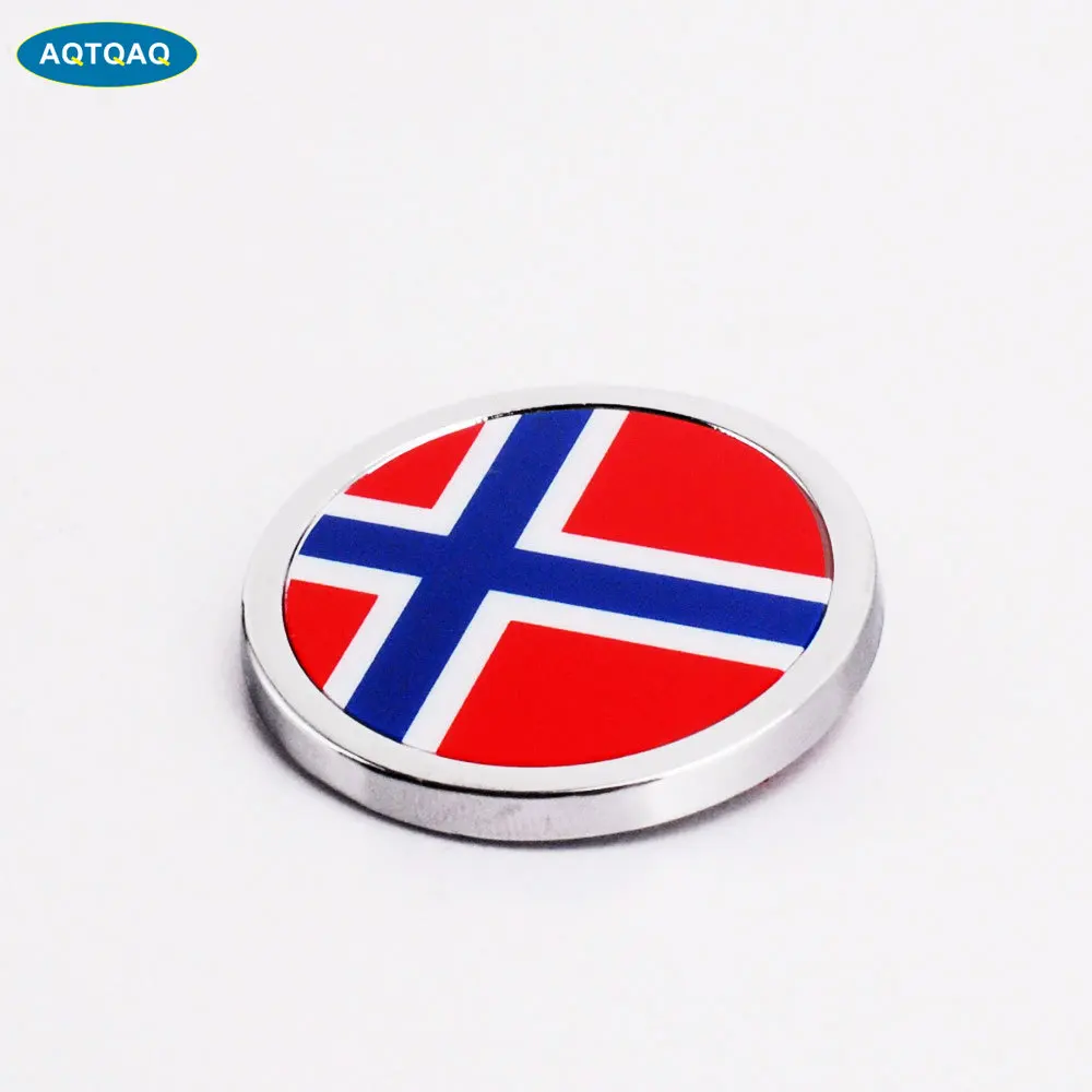 

1 Pcs Car Exterior Accessories Norway Flag Sticker Metal MINI Round Emblem For Toyota Rover Dodge Skoda
