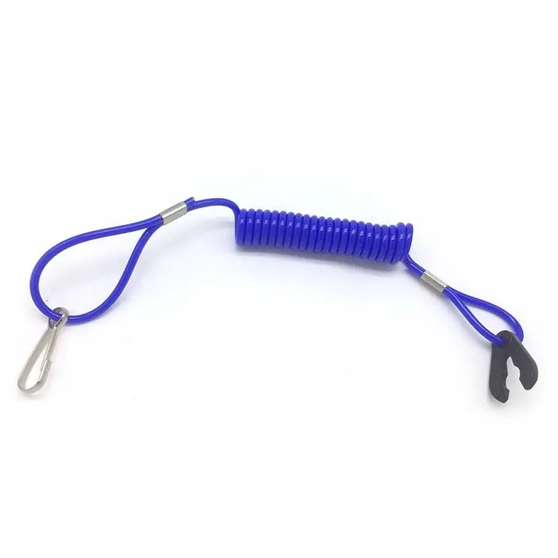 2PCS Jet Ski Safety Lanyard Tether Cord Boat Outboard Engine Safety Tether Blue Emergency Flameout Switch Drawstring