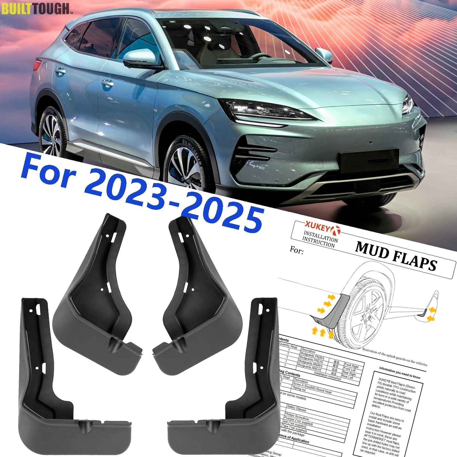 4X Splash Guards Mudguard Fender Mudflaps Mud Flap Guards For BYD SEAL U Sealion 6 SONG PLUS DMI EV Champion Edition 2023-2025