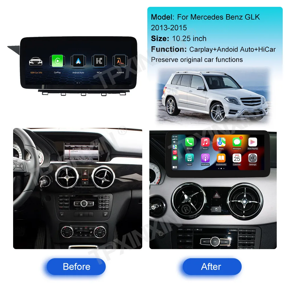 Wireless Apple CarPlay Android Auto HiCar For Mercedes Benz GLK 2013 2014 2015 Original Car Upgrade GPS Mirror Link