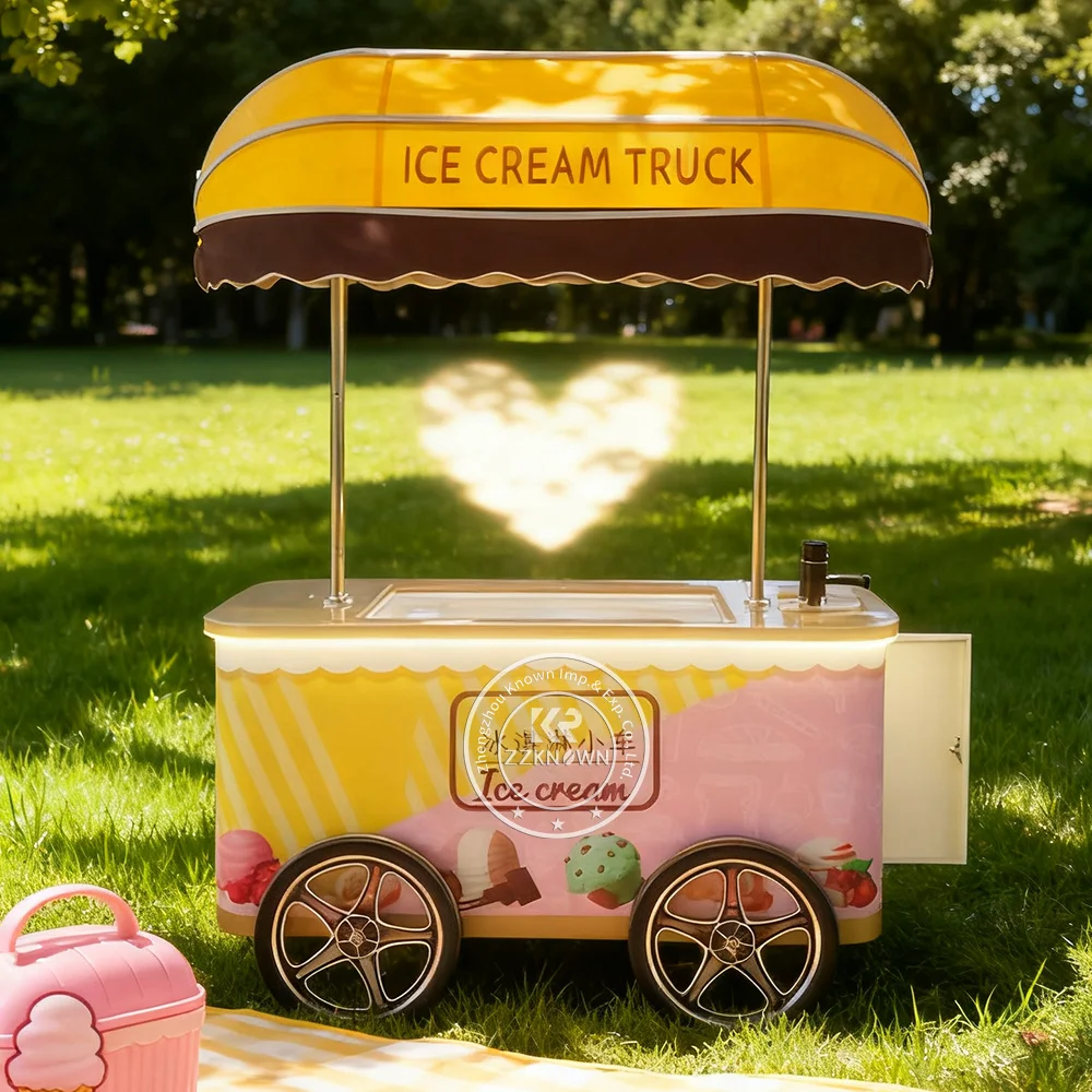 

Flower Trolley Cart Ice Cream Food Truck Push Cart Mobile Food Cart Street Food Cart Ice Cream Freezer Cabinet