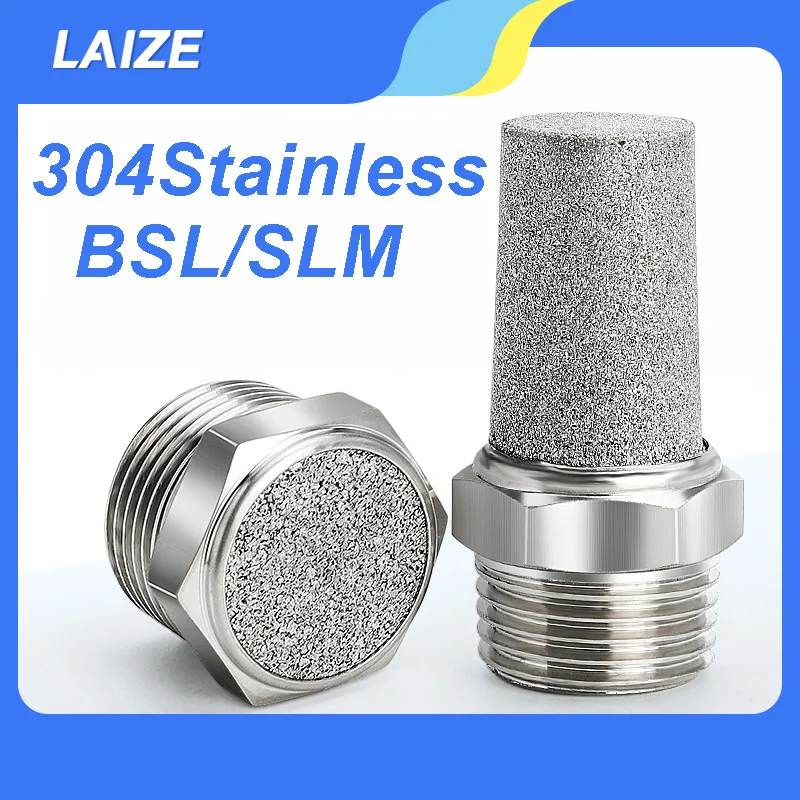 304 Stainless Steel Muffler with Flat End and Pointed End BSL Series G1/8 G1/4 G3/8 1/2